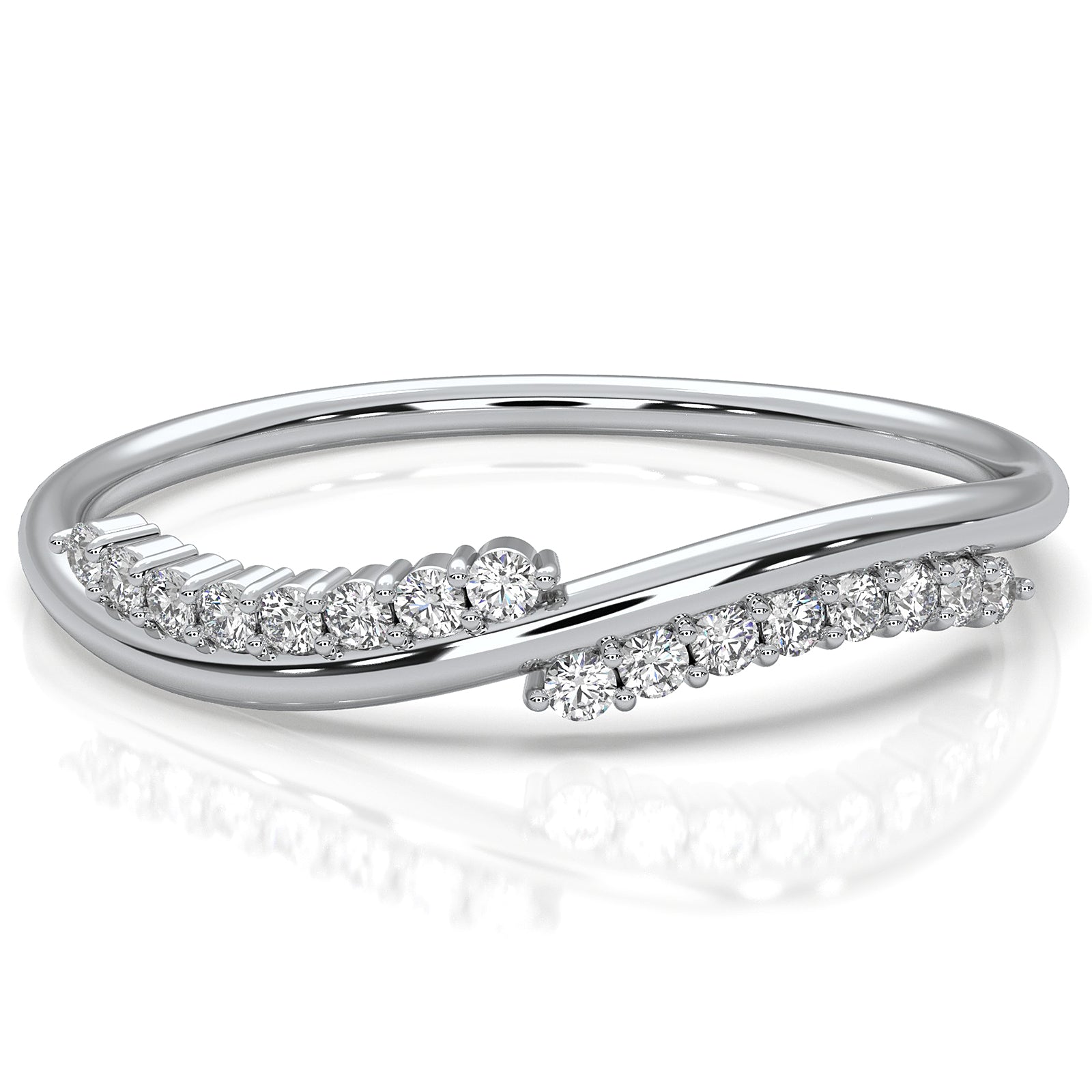 Twisted Stackable Minimalist Round Lab Diamond Fashion Ring 0.09ctw.